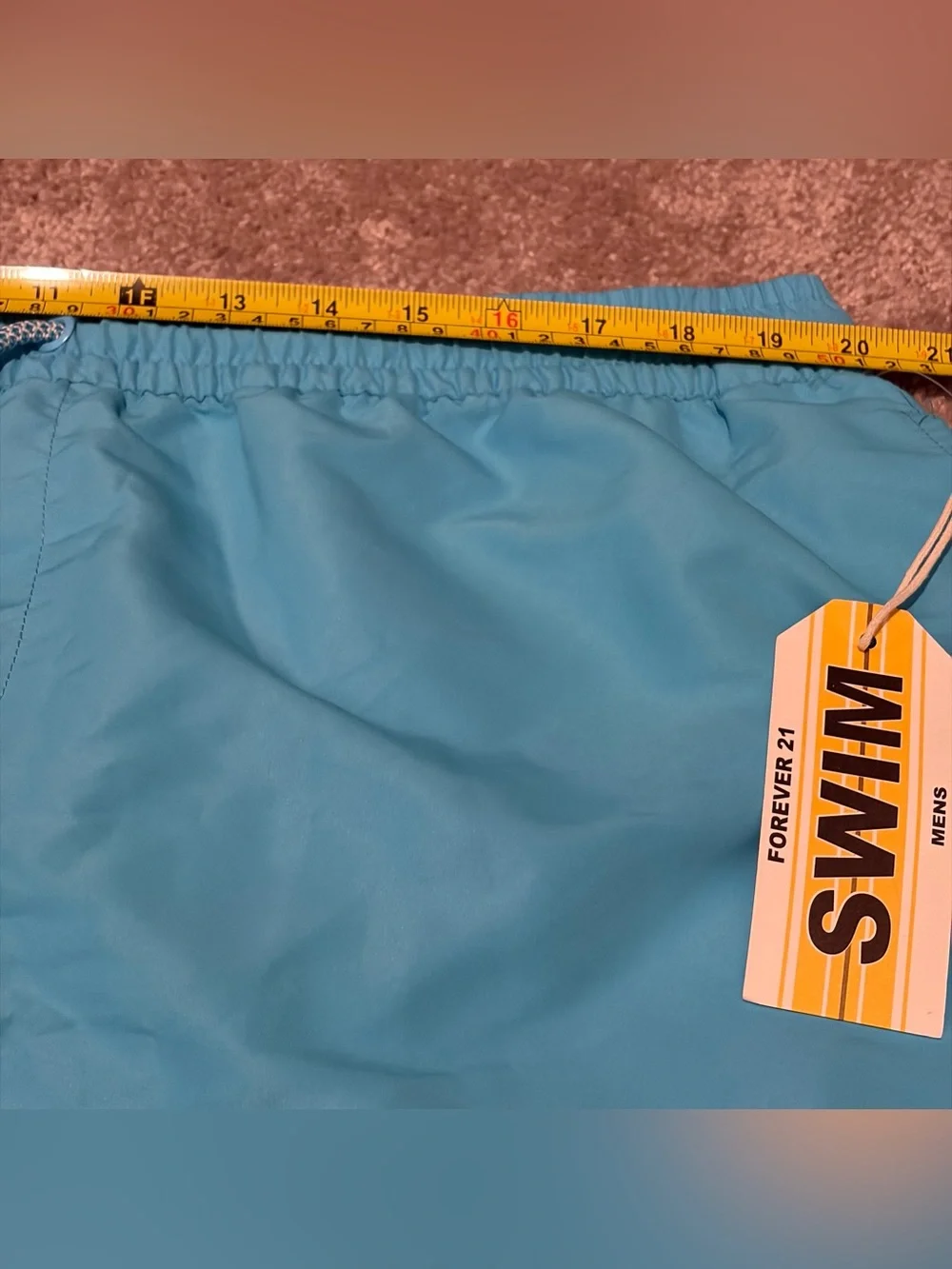 Forever 21 Men’s Blue Lined Swim Trunks Size 2XL Measured 40x5 NWT